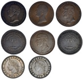 New Zealand, North Island, Auckland, Licensed Victuallers Association, Pennies, 1871 (2, different) (A 326, 327; R...