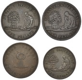 New Zealand, South Island, Christchurch, Edward Reece, Pennies (2, different), Halfpenny (A 447, 448, 451; R 439,...