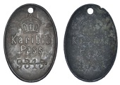 Karibib, brass Native Passes (2), one stamped 4547, other stamped 9315, latter scored across and ol 3118, stamped on...