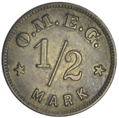 Otavi, Otavi Minen und Eisenbahn Gesellschaft [Mining and Railway Co], uniface brass Half-Mark, 18mm (Hern 410b;...