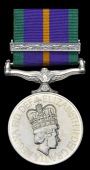 Accumulated Campaign Service Medal, E.II.R., with Second Award Clasp loose on ribbon (Cpl J C Morton (J8239784) RAF)...