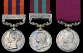 Three: Sepoy Habib, 55th Coke’s Rifles, late 1st Punjab Infantry

India General Service 1854-95, 1 clasp, Samana...