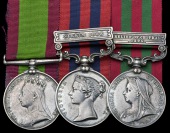 Three: Drummer Shekh Subhani, 13th Bengal Native Infantry

Afghanistan 1878-80, no clasp (No. 1837 Drummer Shaikh...