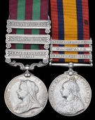 Pair: Sowar Moola Singh, 3rd Bengal Cavalry

India General Service 1895-1902, 3 clasps, Punjab Frontier 1897-98,...