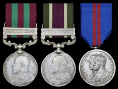 Three: Havildar Sunder Singh, 23rd Sikh Pioneers

India General Service 1895-1902, 1 clasp, Waziristan 1901-2...