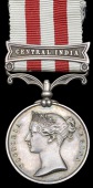 Indian Mutiny 1857-59, 1 clasp, Central India (Subdr. Shaik Goolaub, 25th Reg. N.L.I.) Indian Army impressed naming,...
