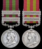 India General Service 1895-1902 (2), 2 clasps, Punjab Frontier 1897-98, Tirah 1897-98 (Jemdr. Udul Kadir Khan,...
