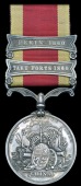China 1857-60, 2 clasps, Taku Forts 1860, Pekin 1860 (Jacob Cass, 67th Regt.) officially impressed naming, toned,...