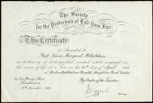 Society for the Protection of Life from Fire, Certificate inscribed, ‘This Certificate is Awarded to Staff Nurse...
