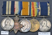 A Great War D.S.M. group of five awarded to Chief Engine Room Artificer 1st Class E. Pike, Royal Navy, awarded for...