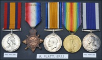 Five: Engine Room Artificer 1st Class R. Platt, Royal Navy

Queen’s South Africa 1899-1902, no clasp (E.R.A.,...