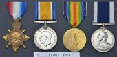 Four: Chief Engine Room Artificer 1st Class S. J. Lloyd, Royal Navy

1914-15 Star (269210 CERA.1, R.N.); British...
