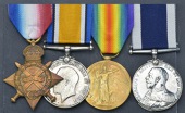 Four: Engine Room Artificer 1st Class G. Denyer, Royal Navy
1914-15 Star (M.3553 E.R.A.3, R.N.); British War and...