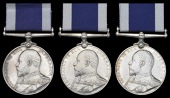 Royal Navy L.S. & G.C. (3), E.VII.R. (159604 John Pearson, C.E.R.A. 2Cl., H.M.S. Tamar; 165380 Ernest Elliott,,...