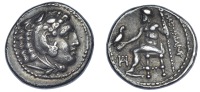 Greek Coinages, Kings of Macedonia, Alexander the Great, Drachm, Miletos, c. 325-323, head of Herakles right wearing...