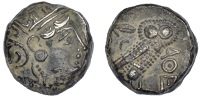 Greek Coinages, Attica, Athens, Tetradrachm, c. 400-353, helmeted head of Athena right, rev. owl standing right,...