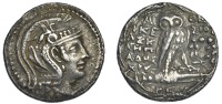 Greek Coinages, Attica, Athens, Tetradrachm, new style, c. 165-42, magistrates Ikesios, Asklepiades and Theo–,...