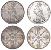 Victoria (1837-1901), Double-Florins (2), both 1887, Roman and Arabic numerals (ESC 394-5; S 3922-3) [2]. Extremely...