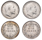 Edward VII (1901-1910), Sixpences (2), 1903, 1905 (ESC 1787, 1789; S 3983) [2]. Practically as struck, scarce 	£150-200