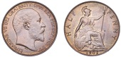 Edward VII (1901-1910), Halfpenny, 1902, low horizon (F 380; BMC 2220; S 3991A). Small spot by Britannia’s knee,...