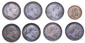 Edward VII (1901-1910), Farthings (7), 1902-3-4, 1907-8-9-10; Third-Farthing, 1902 (S 3992-3) [8]. The 1904, 1909...
