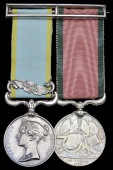 Pair: Private D. Lodge, 95th Regiment, wounded at the battle of Alma, 20 September 1854

Crimea 1854-56, 1 clasp,...
