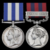 Pair: Private E. Ginks, 2nd Battalion Derbyshire Regiment

Egypt and Sudan 1882-89, dated reverse, no clasp (1695...