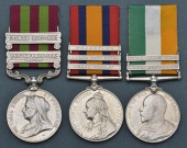 Three: Private H. Chapman, Nottinghamshire & Derbyshire Regiment

India General Service 1895-1902, 2 clasps,...