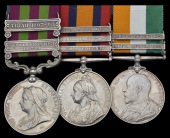 Three: Corporal W. Horton, Nottinghamshire & Derbyshire Regiment

India General Service 1895-1902, 2 clasps,...