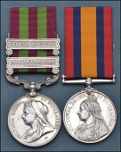 Pair: Private F. Baxter, Nottinghamshire & Derbyshire Regiment

India General Service 1895-1902, 2 clasps, Punjab...