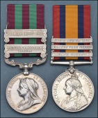 Pair: Private F. Dykes, Nottinghamshire & Derbyshire Regiment

India General Service 1895-1902, 2 clasps, Punjab...
