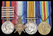 Four: Private W. A. Yeomans, Nottinghamshire & Derbyshire Regiment

Queen’s South Africa 1899-1902, 5 clasps,...