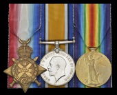Three: Serjeant W. Stapleton, 2nd Battalion Nottinghamshire & Derbyshire Regiment  

1914 Star (10842 Pte.,...