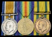 Three: Private C. Fletcher, Nottinghamshire & Derbyshire Regiment

British War and Victory Medals (2170 Pte.,...