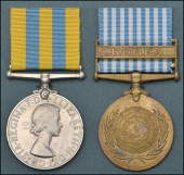 Pair: Private C. Langley, Sherwood Foresters

Korea 1950-53, 2nd issue (22538102 Pte., Foresters); U.N. Korea...
