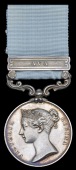 Army of India 1799-1826, 1 clasp, Ava (Serjt. E. Hill, 45th Foot) short hyphen reverse, officially impressed naming,...