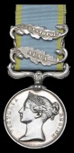 Crimea 1854-56, 2 clasps, Alma, Sebastopol (Jas. Walker, 95th Regt.) first clasp is a tailor’s copy, officially...