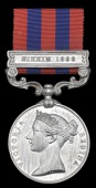 India General Service 1854-95, 1 clasp, Sikkim 1888 (2348 Pte. Fr. Shaw, 2nd Bn. Derby. R.) minor edge bruising,...