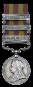 India General Service 1895-1902, 3 clasps, Punjab Frontier 1897-98, Tirah 1897-98, Samana 1897 (3571 Pte. G....