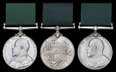 Volunteer Force Long Service (3) E.VII.R. (1654 Pte. W. Joule, 2nd V.B.N. & D. Regt.; 5324 Bndsmn. I. G. Roberts,...