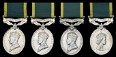 Efficiency Medal (4), G.VI.R., 1st issue, Territorial (2088267 Sjt. F. R. Bacon, Foresters; 4966280 W.O. Cl.2 J. W....