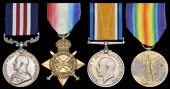A Great War M.M. group of four awarded to Acting Serjeant A. Adams, 15th Battalion Hampshire Regiment, late East...