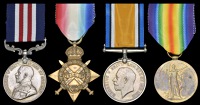 A Great War M.M. group of four awarded to Acting Serjeant A. Adams, 15th Battalion Hampshire Regiment, late East...