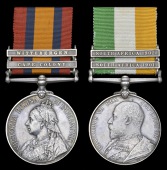 Pair: Corporal J. Peck, South Staffordshire Regiment 

Queen’s South Africa 1899-1902, 2 clasps, Cape Colony,...