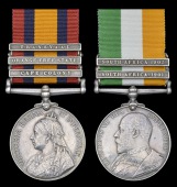 Pair: Private R. Fletcher, Loyal North Lancashire Regiment

Queen’s South Africa 1899-1902, 3 clasps, Cape...