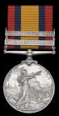 Queen’s South Africa 1899-1902, 2 clasps, Natal, South Africa 1901 (2498 Gnr. C. Metcalfe, Durham R.G.A.) slight...