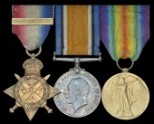 Three: Captain W. R. L. Patterson, Royal Irish Rifles, late Royal Scots Fusiliers

1914 Star, with copy clasp (2....