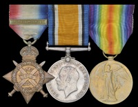 Three: Lieutenant V. F. Bulkeley-Johnson, Rifle Brigade

1914 Star, with copy clasp (Lieut., Rif. Brig.); British...