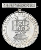Bryant and May Ltd. Long Service Medal, obverse: ‘H&B’ cypher above an ark inscribed, ‘Security’, reverse...