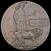 Memorial Plaque 1914-18 (Ralph Hebdon) pierced at 12 o’clock, good very fine 	 £40-60